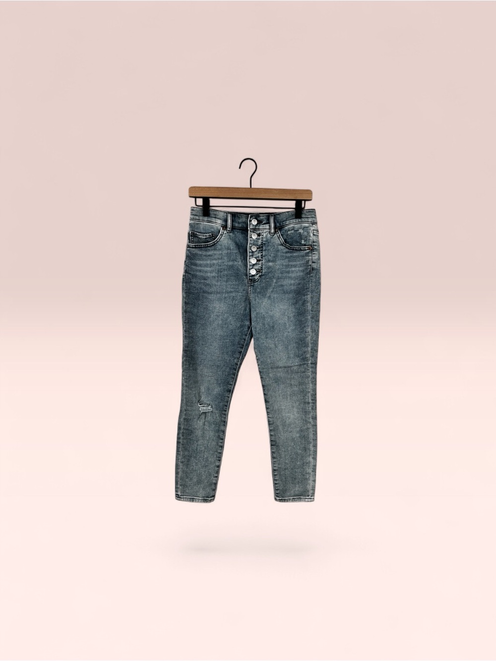 Express Women's High-Rise Button-Fly Jeans in Washed Blue